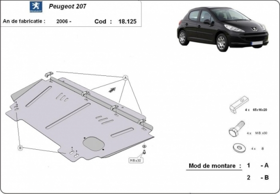 Unterfahrschutz für Motor der Marke Peugeot 207