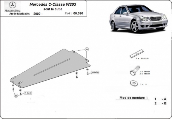 Unterfahrschutz aus Stahl für Automatikgetriebe der Marke Mercedes C-Clasee W203
