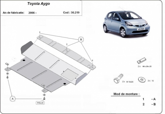 Unterfahrschutz für Motor der Marke Toyota Aygo AB10