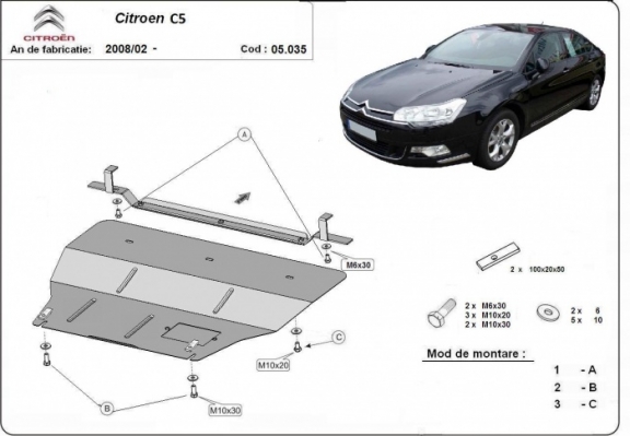 Unterfahrschutz für Motor der Marke citroen C5