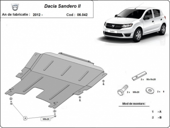 Unterfahrschutz für Motor der Marke Dacia Sandero 2