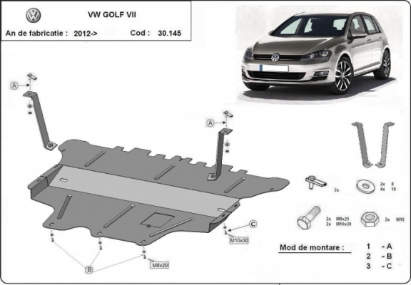 Unterfahrschutz für Motor und Getriebe aus Stahl für VW Golf 7 - Schaltgetriebe