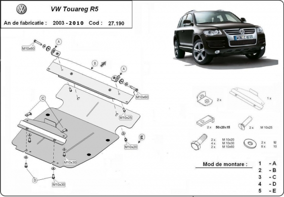 Unterfahrschutz für Motor der Marke Volkswagen Touareg 7L