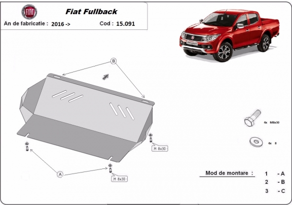 Kühlerschutz für unten aus Stahl für Fiat Fullback
