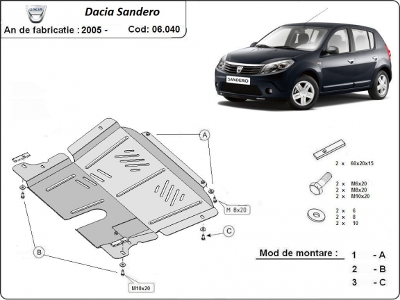 Unterfahrschutz für Motor der Marke Dacia Sandero