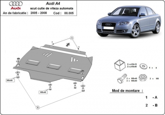 Unterfahrschutz aus Stahl für Automatikgetriebe der Marke Audi A4  B7