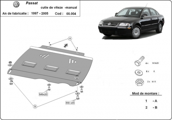 Unterfahrschutz für Schaltgetriebe aus Stahl für   VW Passat B5, B5.5