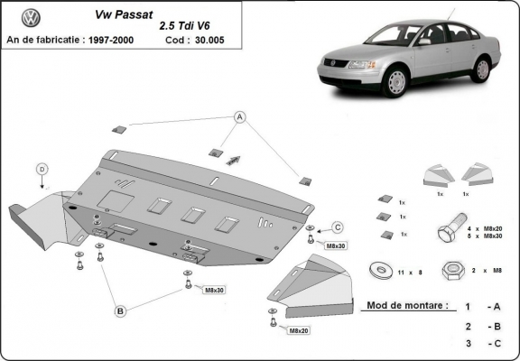 Unterfahrschutz für Motor der Marke VW Passat B5  2.5 TDI V6