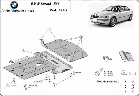 Unterfahrschutz für Motor der Marke BMW Seria 3 E46 - Benzin