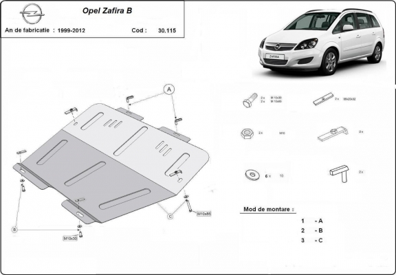 Unterfahrschutz für Motor der Marke Opel Zafira B