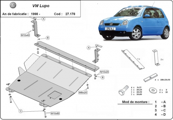 Unterfahrschutz für Motor der Marke VW Lupo