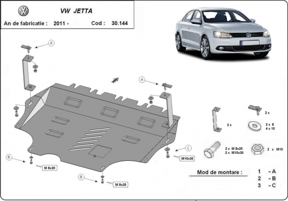 Unterfahrschutz für Motor der Marke Volkswagen VW Jetta