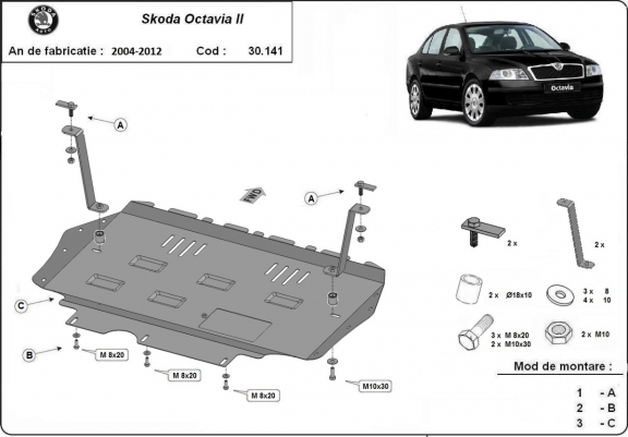 Unterfahrschutz für Motor der Marke Skoda Octavia 2