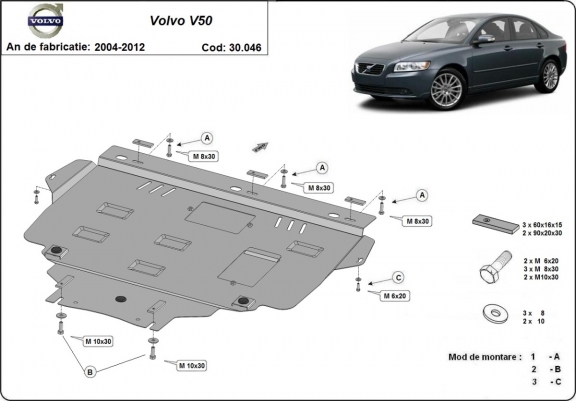 Unterfahrschutz für Motor der Marke Volvo V50