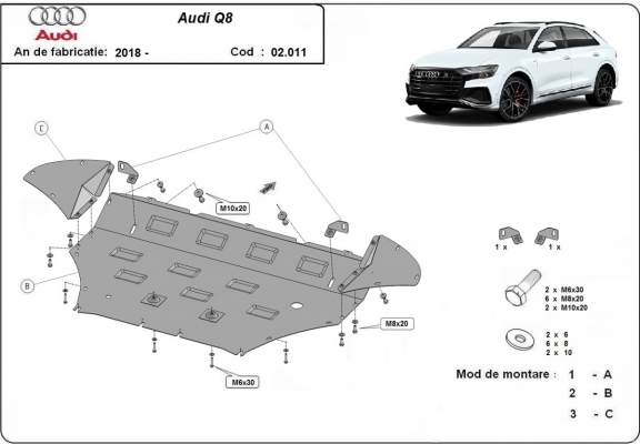 Unterfahrschutz für Motor der Marke Audi Q8