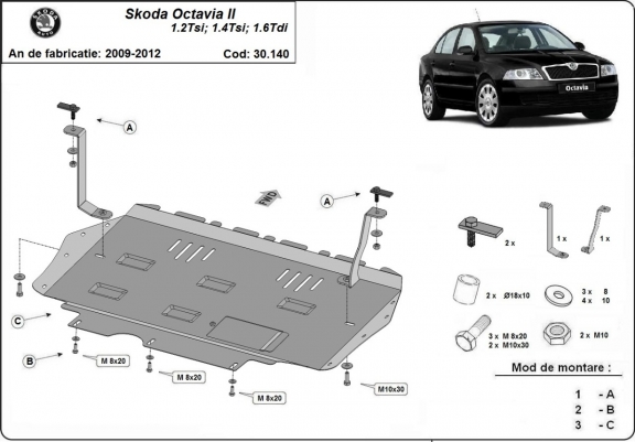 Unterfahrschutz für Motor der Marke Skoda Octavia 2