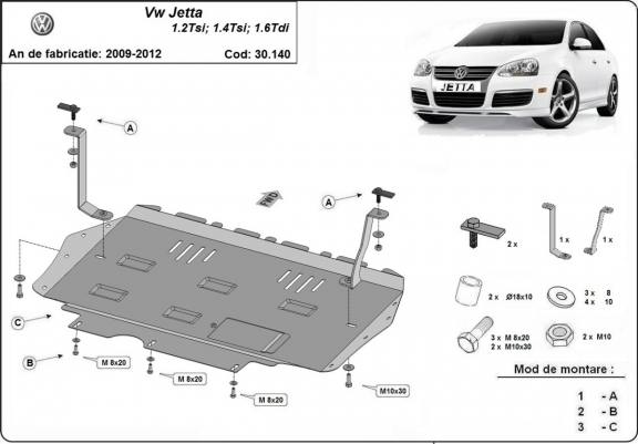 Unterfahrschutz für Motor der Marke VW Jetta