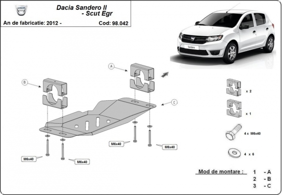 Unterfahrschutz für Stop & Go-System, EGR Dacia Sandero 2
