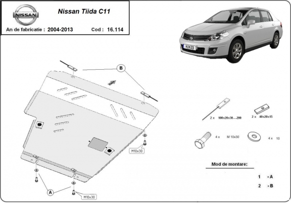 Unterfahrschutz für Motor der Marke Nissan Tiida
