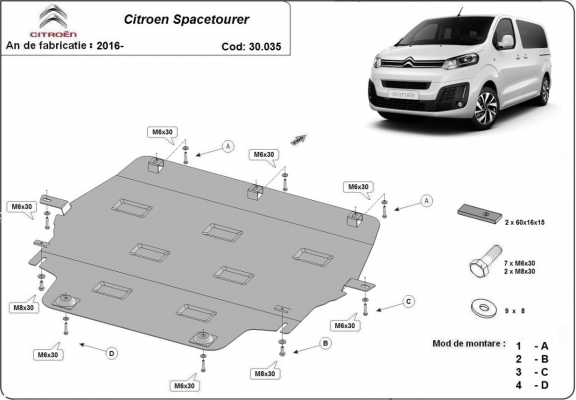 Unterfahrschutz für Motor der Marke Citroen Spacetourer