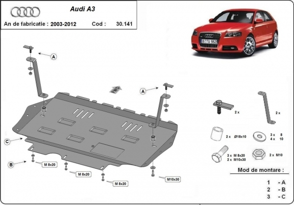 Unterfahrschutz für Motor der Marke Audi A3