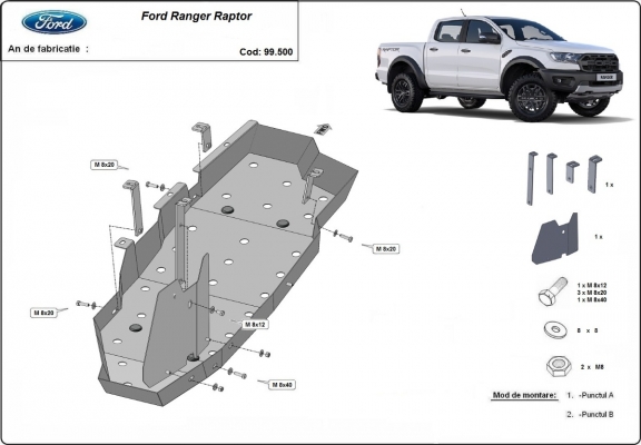 Stahlschutz für Treibstofftank der Marke Ford Ranger Raptor 