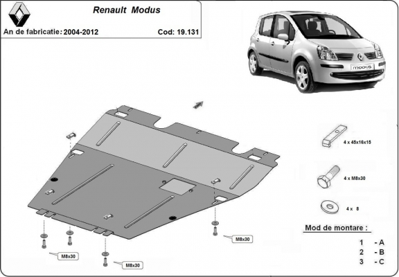 Unterfahrschutz für Motor der Marke Renault Modus
