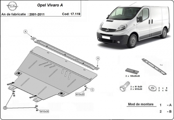 Unterfahrschutz für Motor der Marke Opel Vivaro A 