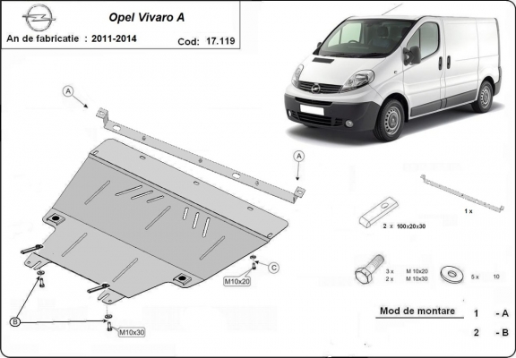 Unterfahrschutz für Motor der Marke Opel Vivaro A (2011-2014)