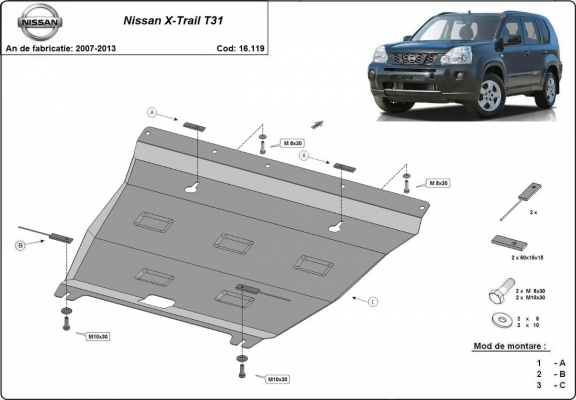 Unterfahrschutz für Motor der Marke Nissan X-Trail T31 - Vers 2.0