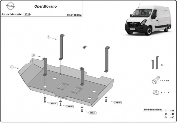 Stahlschutz für AdBluetank der Marke Opel Movano C 