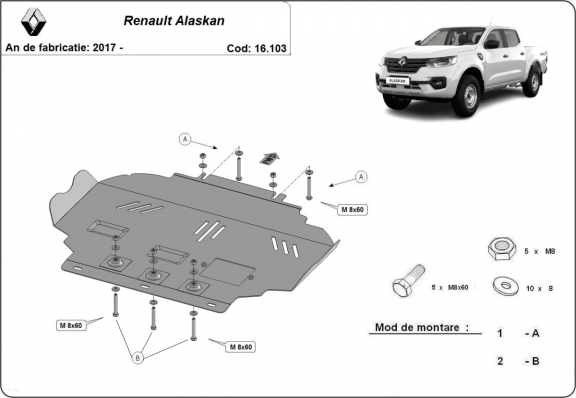 Unterfahrschutz für Motor der Marke Renault Alaskan