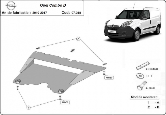 Unterfahrschutz für Motor der Marke Opel Combo D 