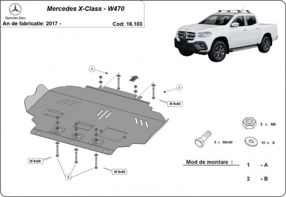 Unterfahrschutz für Motor der Marke Mercedes X-Class W470