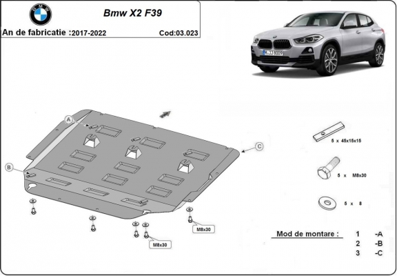 Unterfahrschutz für Motor der Marke BMW X2 F39