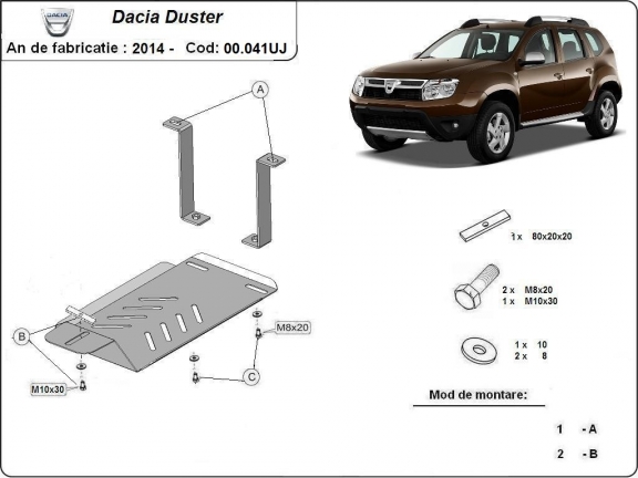 Aluminium Differentialschutz für  Dacia Duster 4x4