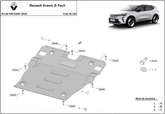 Unterfahrschutz für Motor der Marke Renault Scenic E-Tech