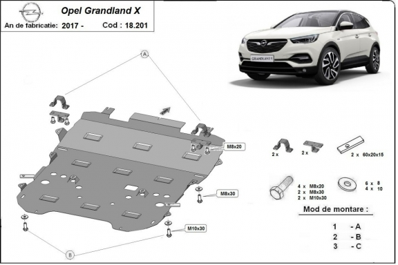 Unterfahrschutz für Motor der Marke Opel Grandland X