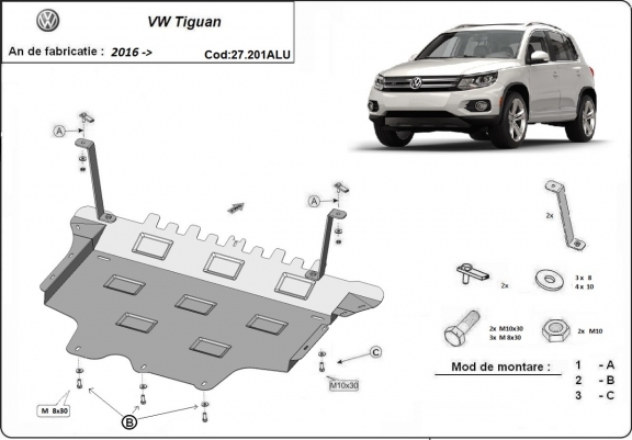 Aluminium Unterfahrschutz für Motor der Marke VW Tiguan