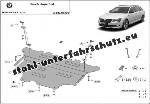 Aluminium Unterfahrschutz für Motor der Marke Skoda Superb III