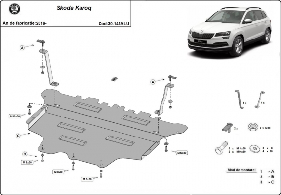 Aluminium Unterfahrschutz für Motor der Marke Skoda Karoq
