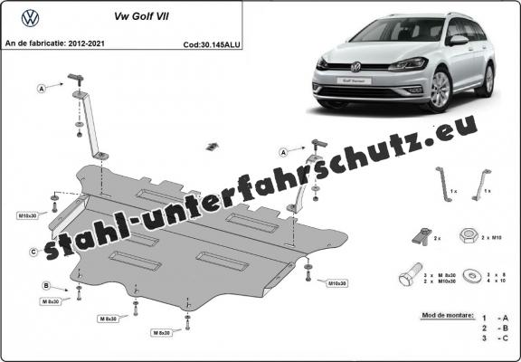 Aluminium Unterfahrschutz für Motor und Getriebe aus Stahl für VW Golf 7