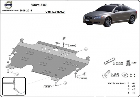 Unterfahrschutz für Motor und Getriebe aus Aluminium für Volvo S80