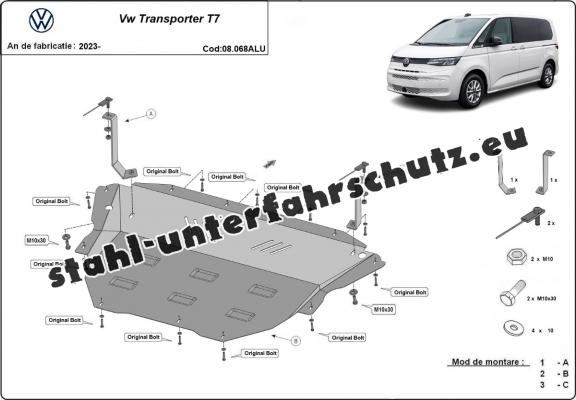 Aluminium Unterfahrschutz für Motor und Getriebe für den Volkswagen Transporter T7 Van