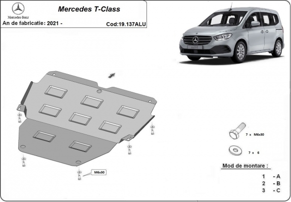 Aluminium Unterfahrschutz für Motor der Marke Mercedes T-Class
