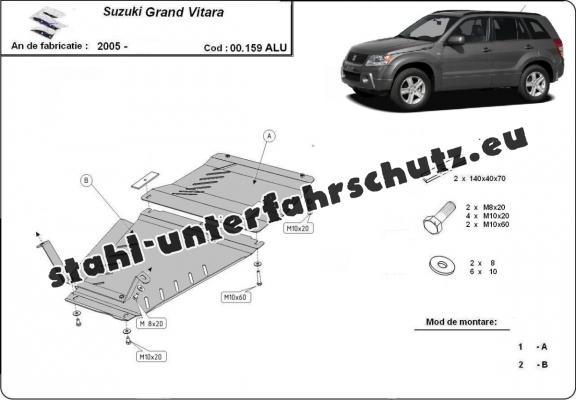 Aluminium Unterfahrschutz für Getriebe und Verteilergetriebe für den Suzuki Grand Vitara 2