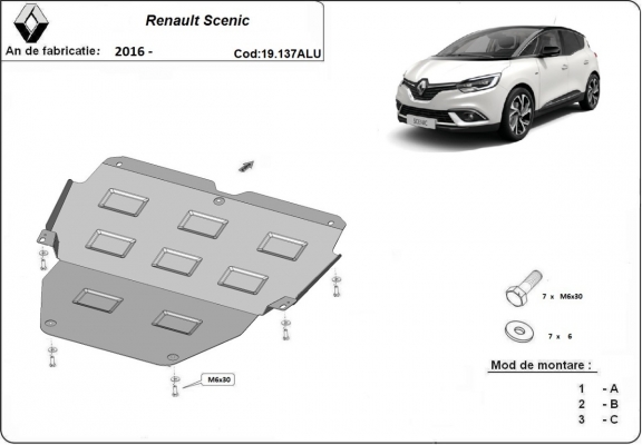Aluminium Unterfahrschutz für Motor der Marke Renault Scenic IV