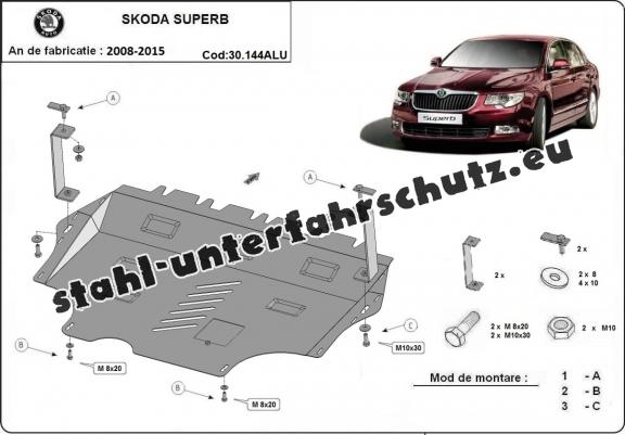 Aluminium Unterfahrschutz für Motor der Marke Skoda Superb II