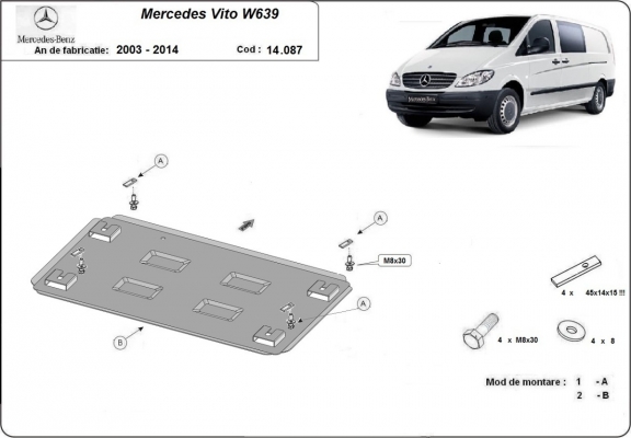 Unterfahrschutz für Motor der Marke Mercedes Vito W639 - 2.2 D 4x2, 4x4