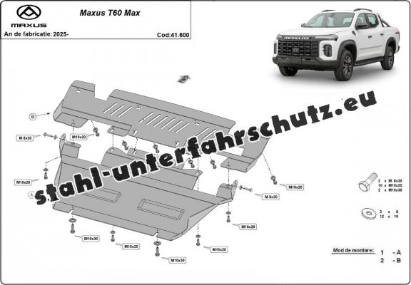 Unterfahrschutz für Motor und Kühler aus Stahl für Maxus T60 Max